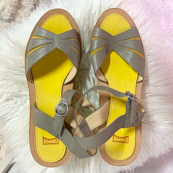 Camper Shoes - Camper Wedge Sandals Grey and Yellow Size 9
